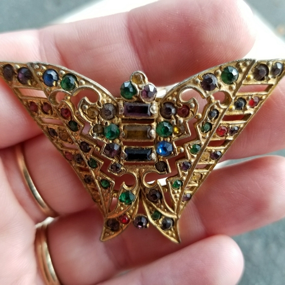 Relisted - Vintage Art Deco butterfly dress clip rhinestone - Picture 8 of 13